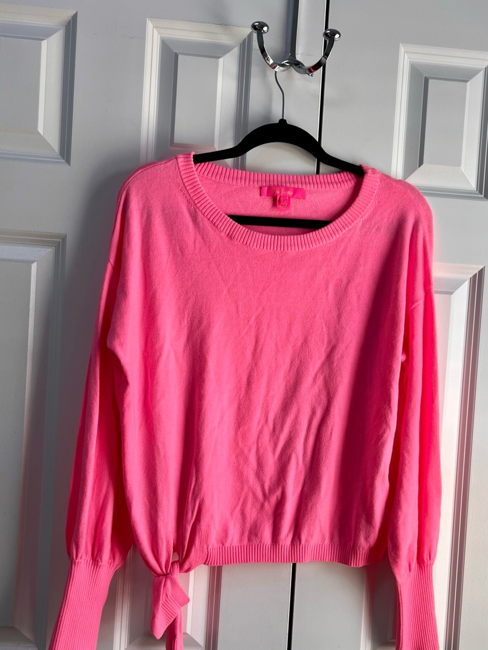 Lilly Pulitzer Pink Tie-Hem Crewneck Sweater